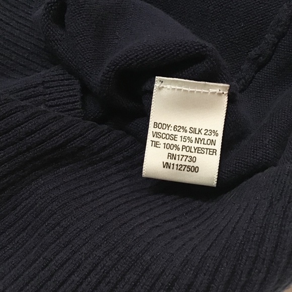 Isaac Mizrahi Silk Neckerchief Navy Cardigan - Picture 7 of 7